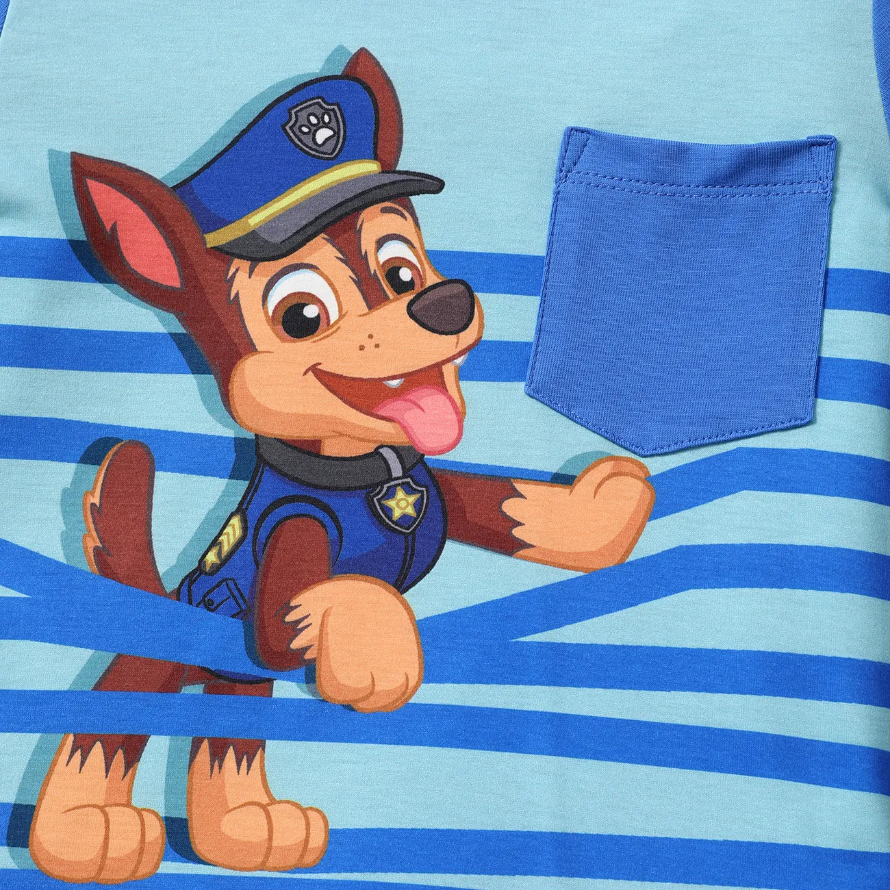 PAW Patrol 2pcs Toddler Boy Naia Stripe Short-sleeve Tee and Cotton Shorts Set BlueGreen big image 1