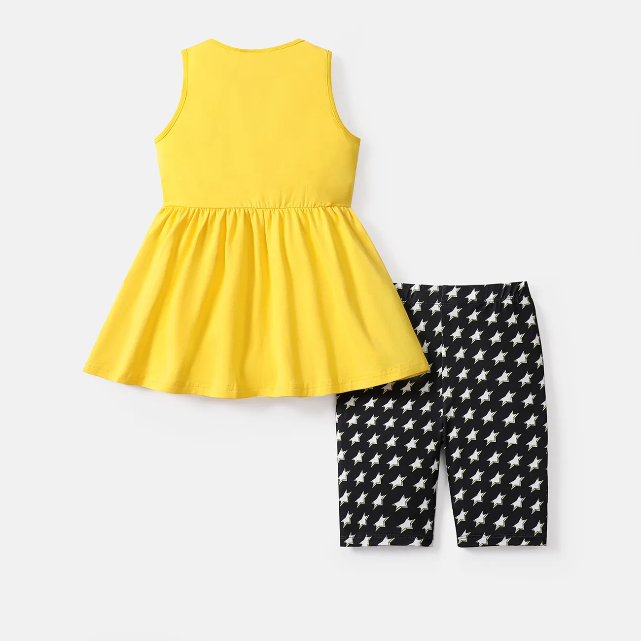 jajaja. ¡sorpresa! Conjunto de camiseta y pantalones cortos sin mangas con diseño de lazo para niño/niña de 2 uds. Amarillo big image 1