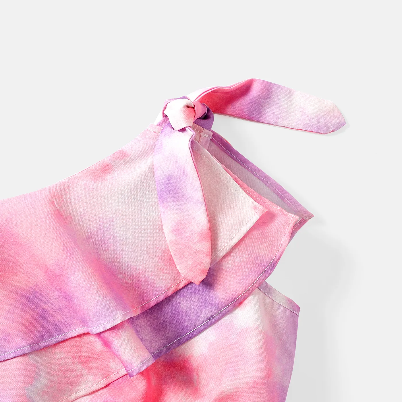 2pcs Kid Girl Tie Dyed One Shoulder Tee and Elasticized Skirt Set HS image 3