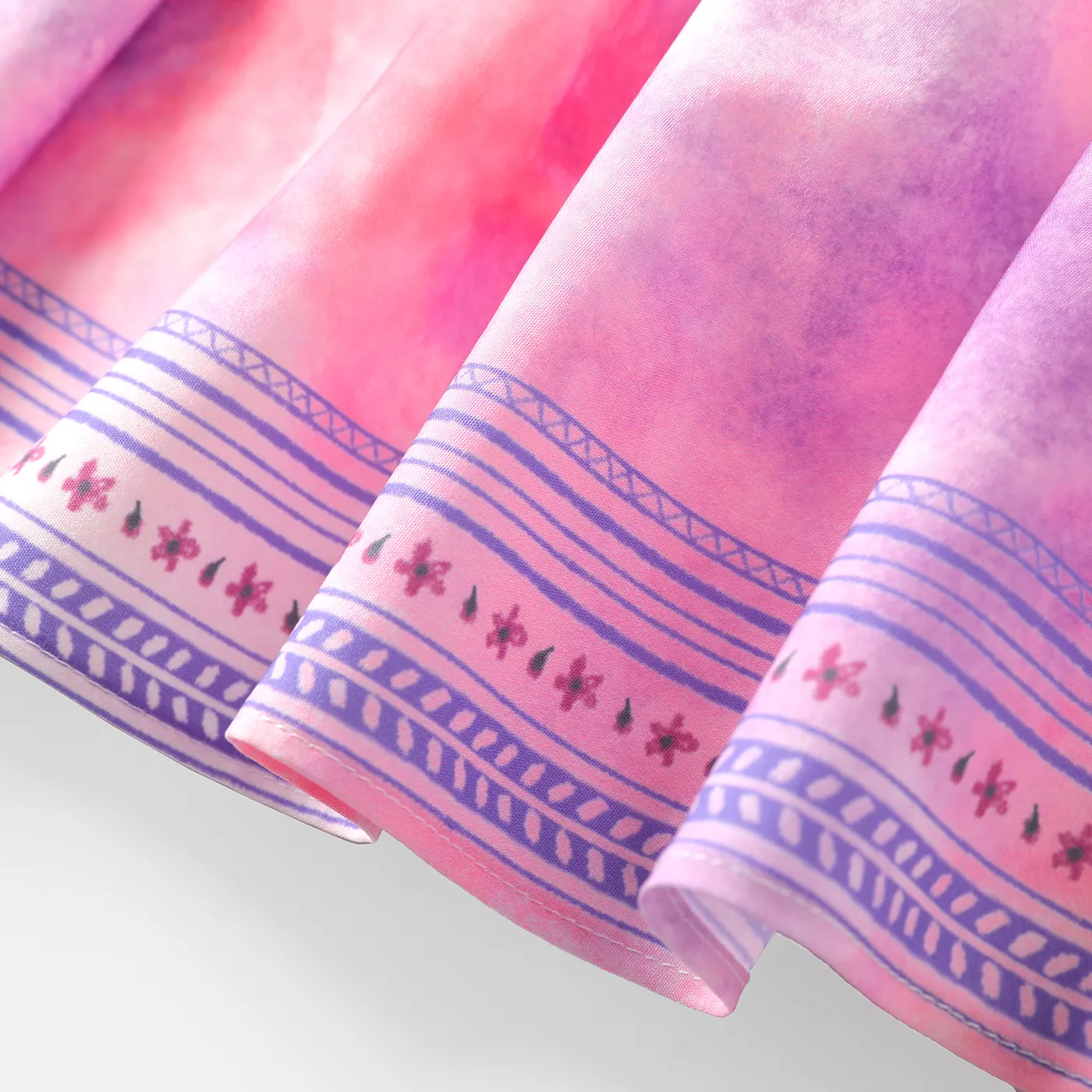 2pcs Kid Girl Tie Dyed One Shoulder Tee and Elasticized Skirt Set HS image 4