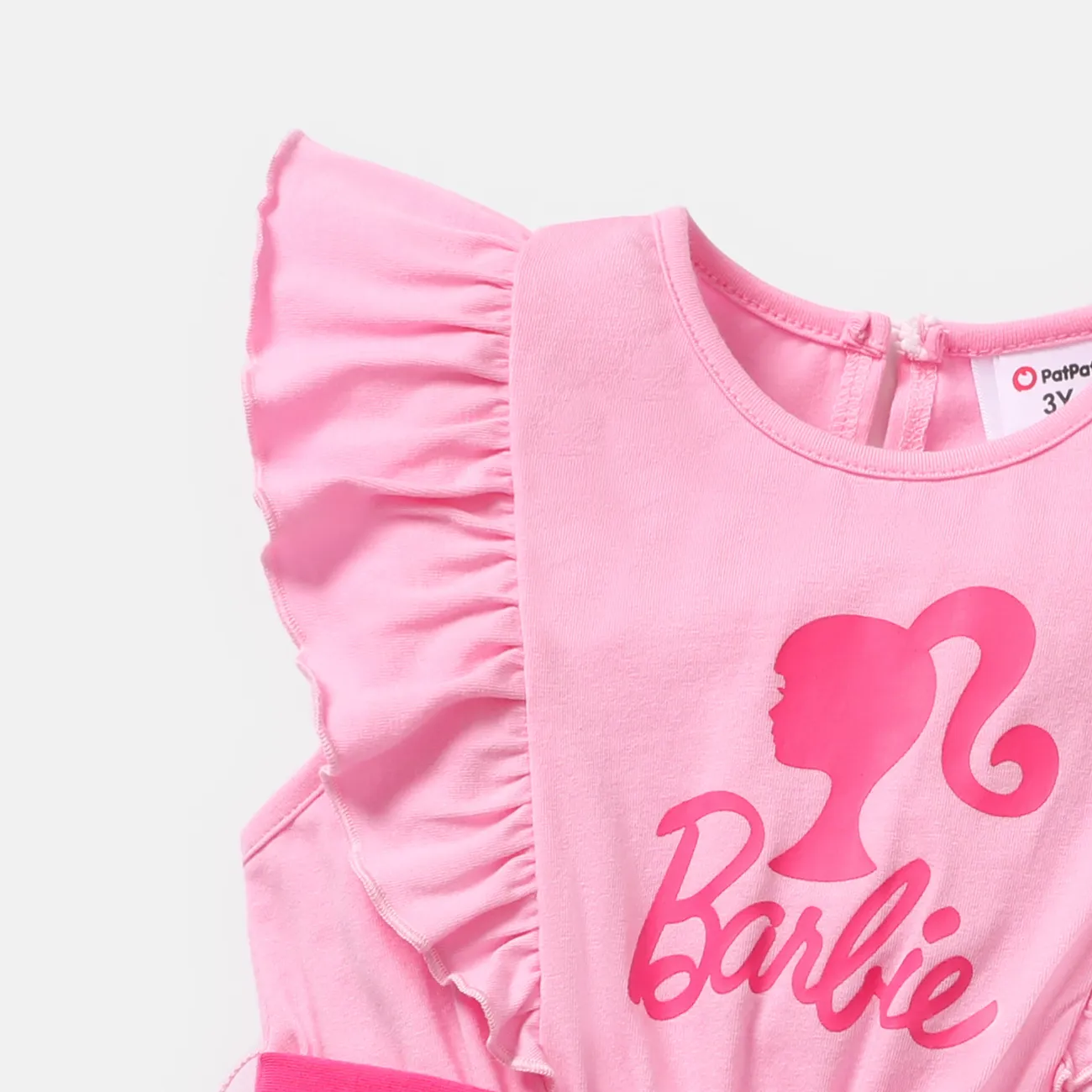 Barbie 女 荷葉邊 甜美 連身褲 粉色 big image 1