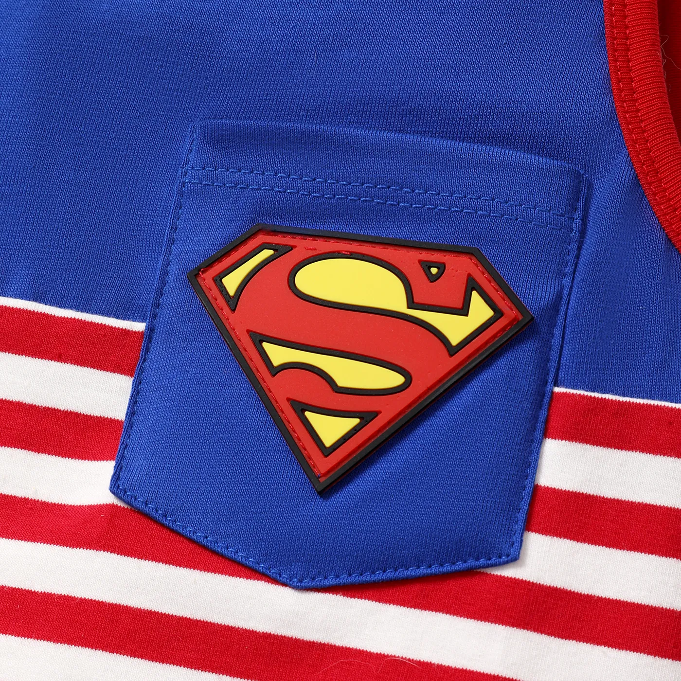Justice League Kid Boy 100% Cotton rubber patch Logo Pocket Design Stripe Tank Top  image 2