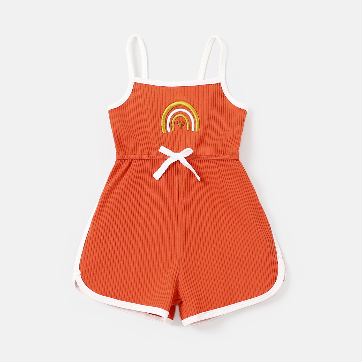 

Baby Girl Rainbow Graphic Cotton Ribbed or Naia™ Cami Romper
