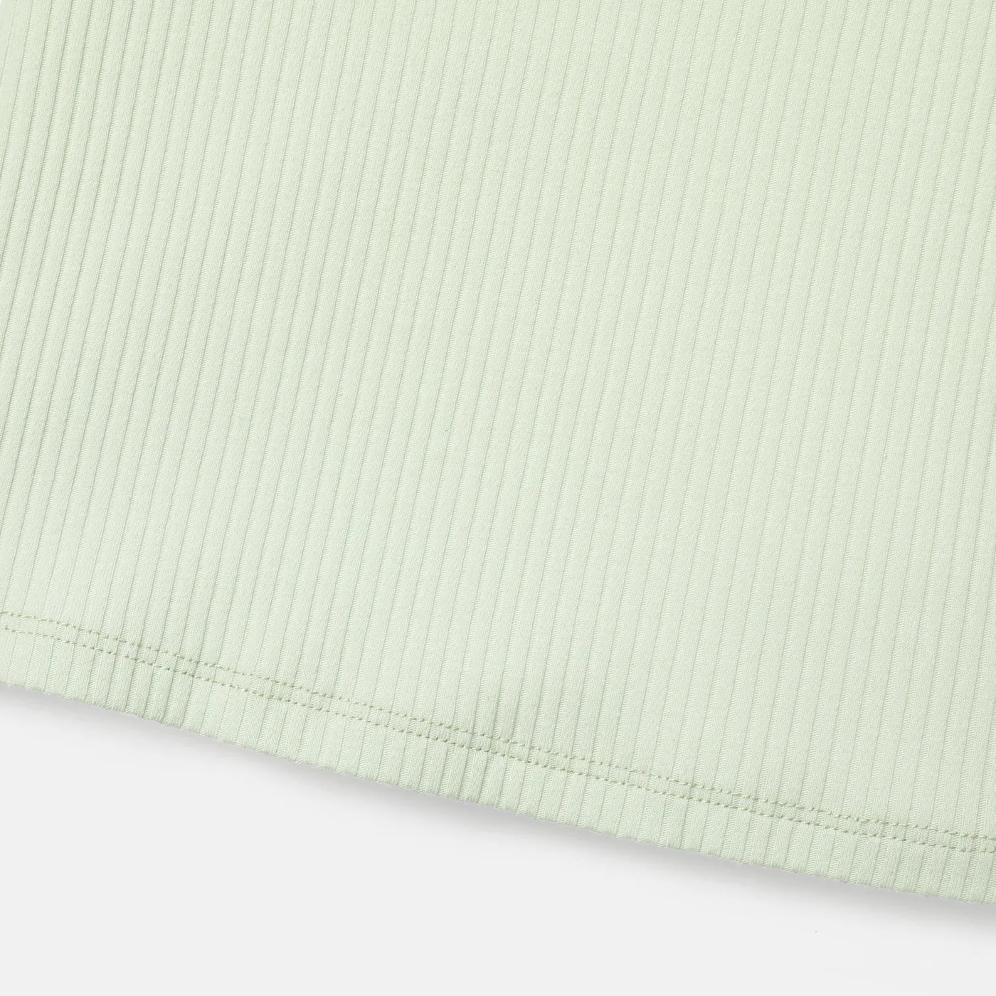 Baby Girl Cotton Letter Embroidered Flutter-sleeve Ribbed Tee Light Green image 6