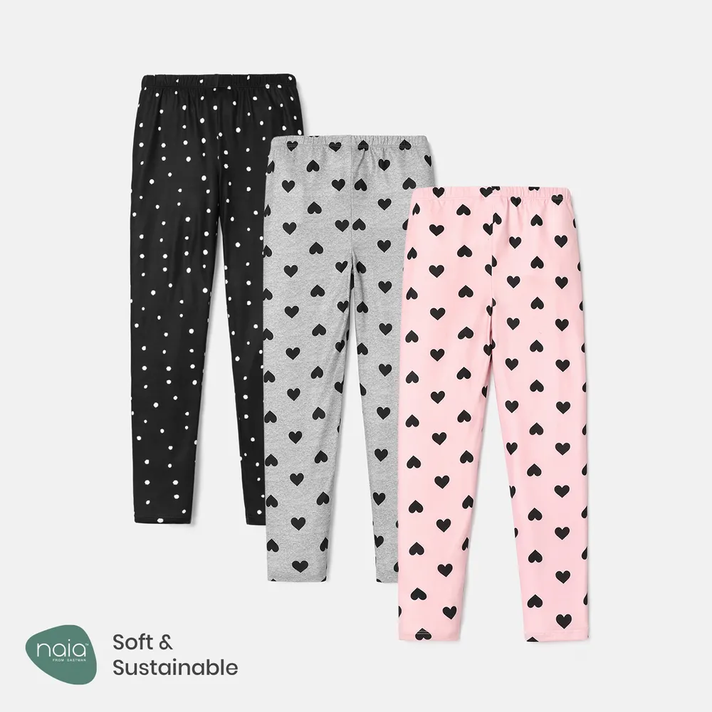 Eco-friendly RPET Fabric Toddler/Kid Girl Heart Print/Polka dots Elasticized Leggings big image 7