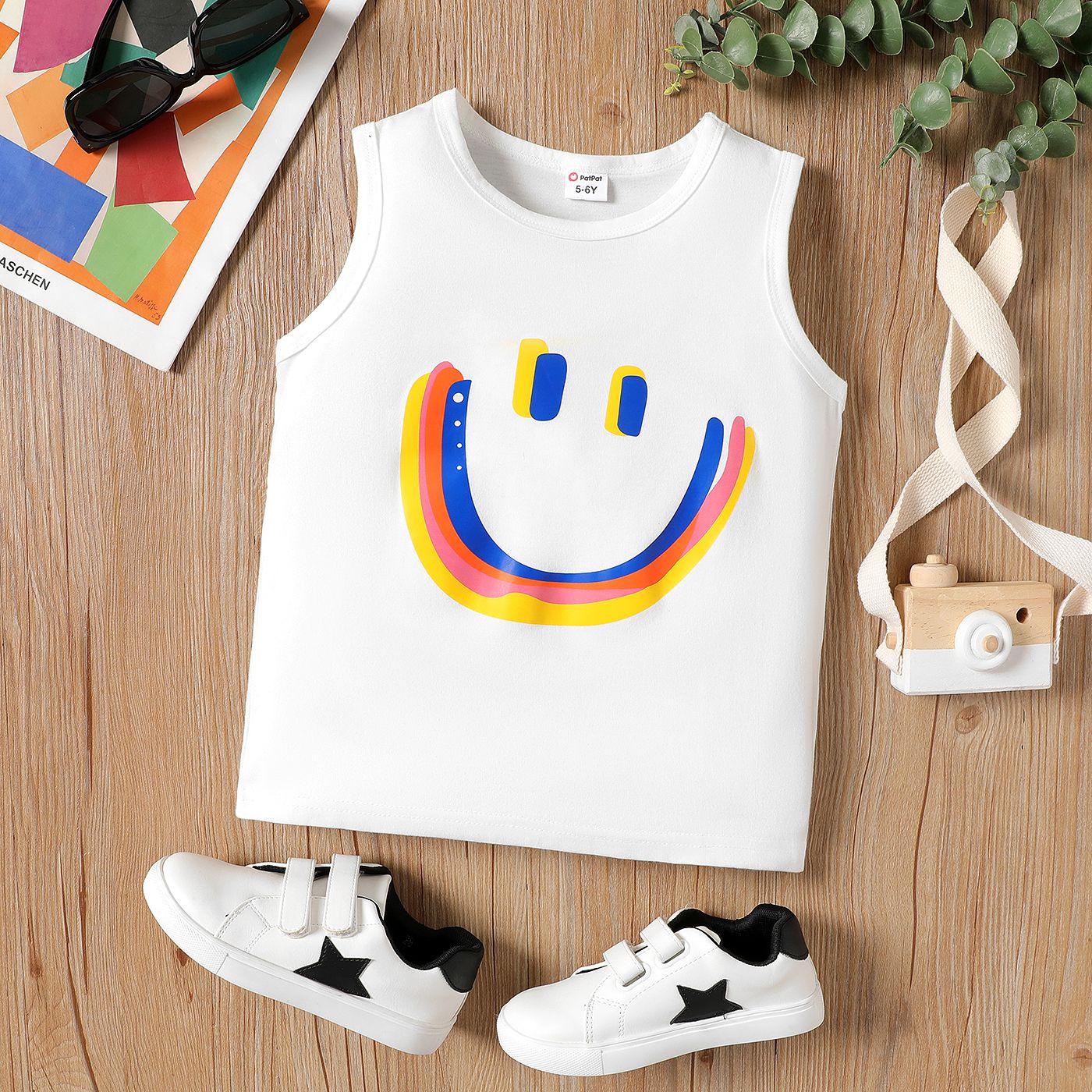 

Kid Boy Smile Face Print Tank Top