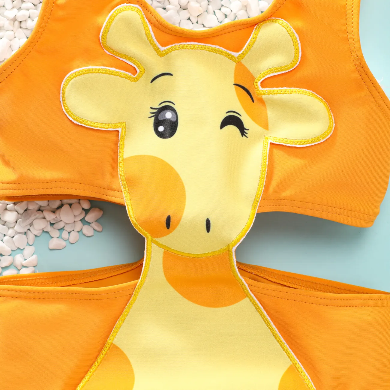 Criança Menina Hipertátil/3D Infantil Girafa Fato de banho Laranja big image 1