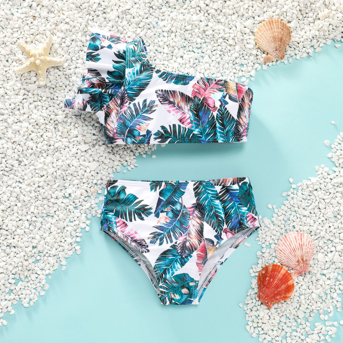 

2pcs Toddler Girl Boho Floral Print Swimsuit