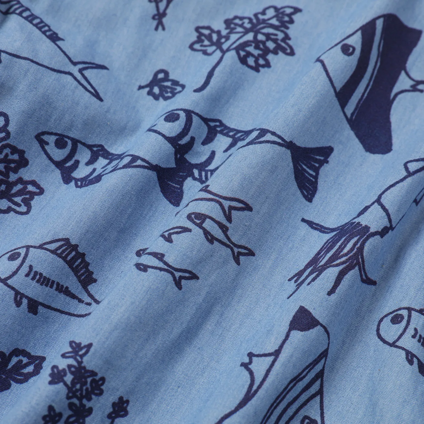 Baby Boy 100% Cotton Allover Fish Print Short-sleeve Shirt Jumpsuit DENIMBLUE image 5