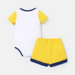 2pcs Baby Boy 100% Cotton Animal Floral Print Colorblock Short-sleeve Bodysuit and Shorts Set  image 2