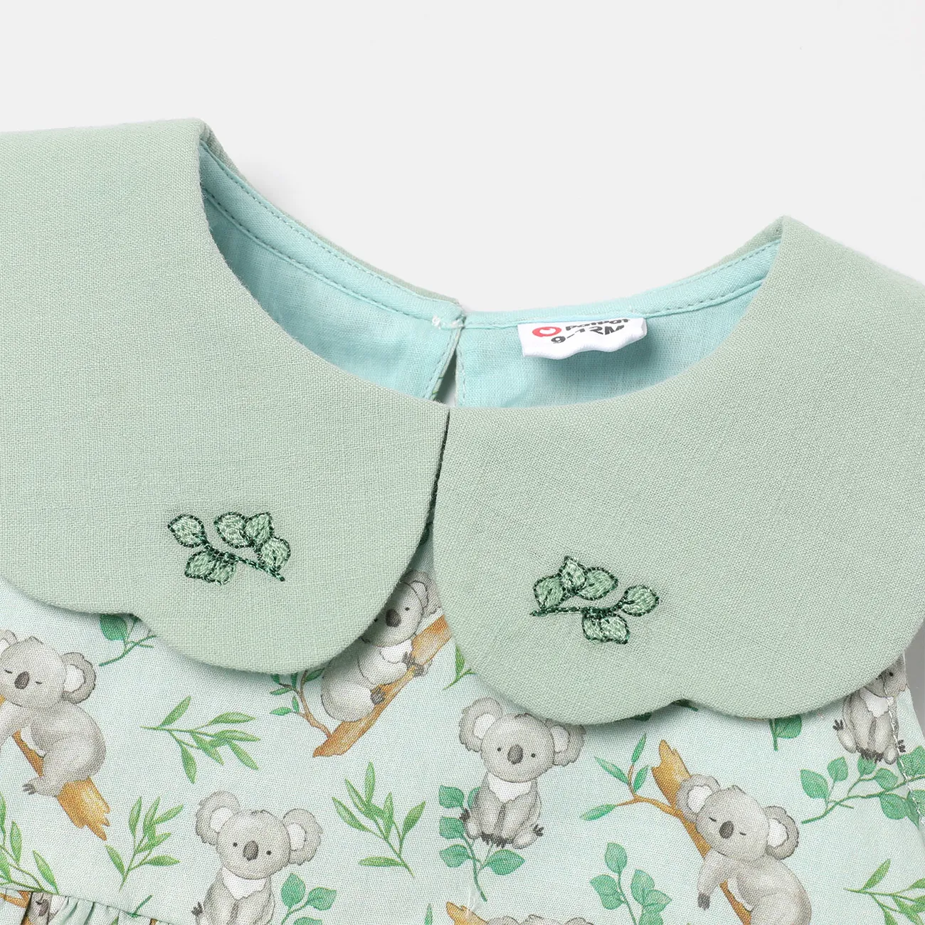 嬰兒 襟貼 樹懶 優雅 無袖 連衣裙 淺綠 big image 1