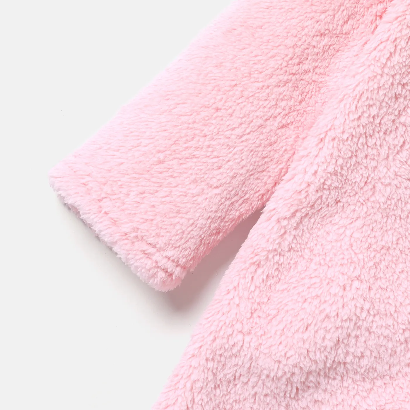 Kid Girl/Boy Solid Color Fluffy Fleece Hooded Coat Pink image 4