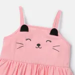 2pcs Baby Girl Cotton Cat Pattern Slip Romper and Cotton Polka Dot Short-sleeve Tee Set  image 4