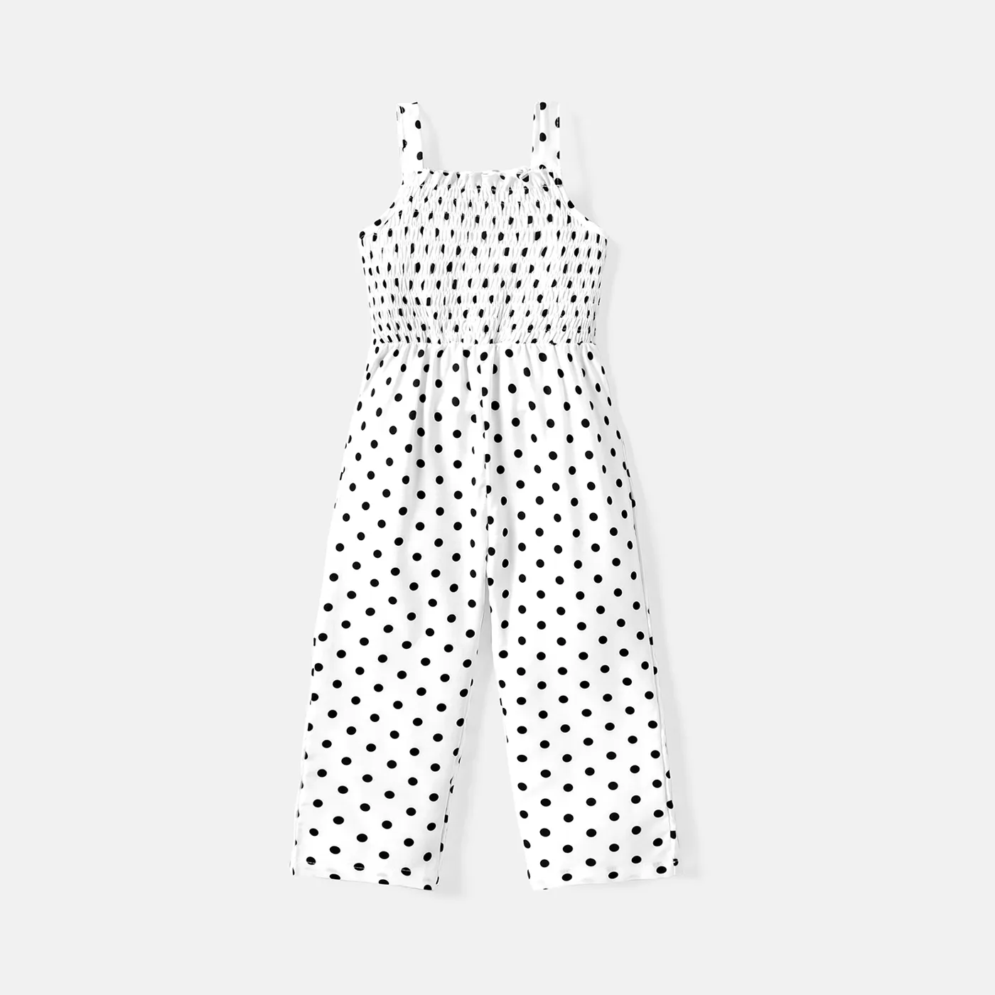 Toddler Girl Polka dots Smocked Slip Jumpsuits  big image 1