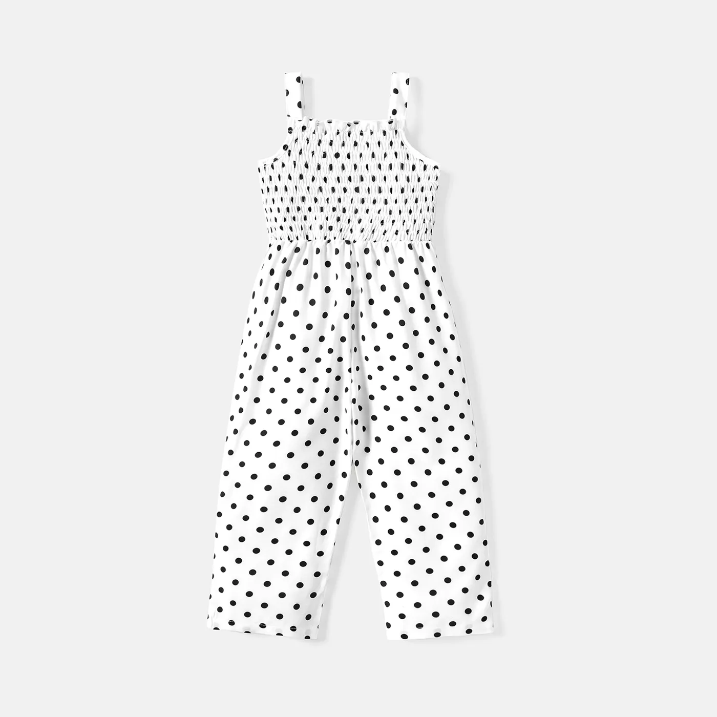 Toddler Girl Polka dots Smocked Slip Jumpsuits  image 2