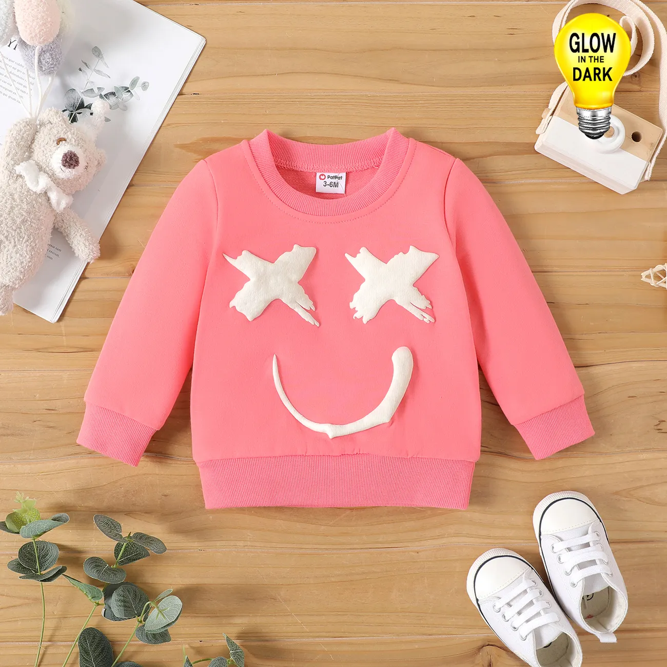 Bebé Unissexo Casual Manga comprida Sweatshirt Rosa big image 1