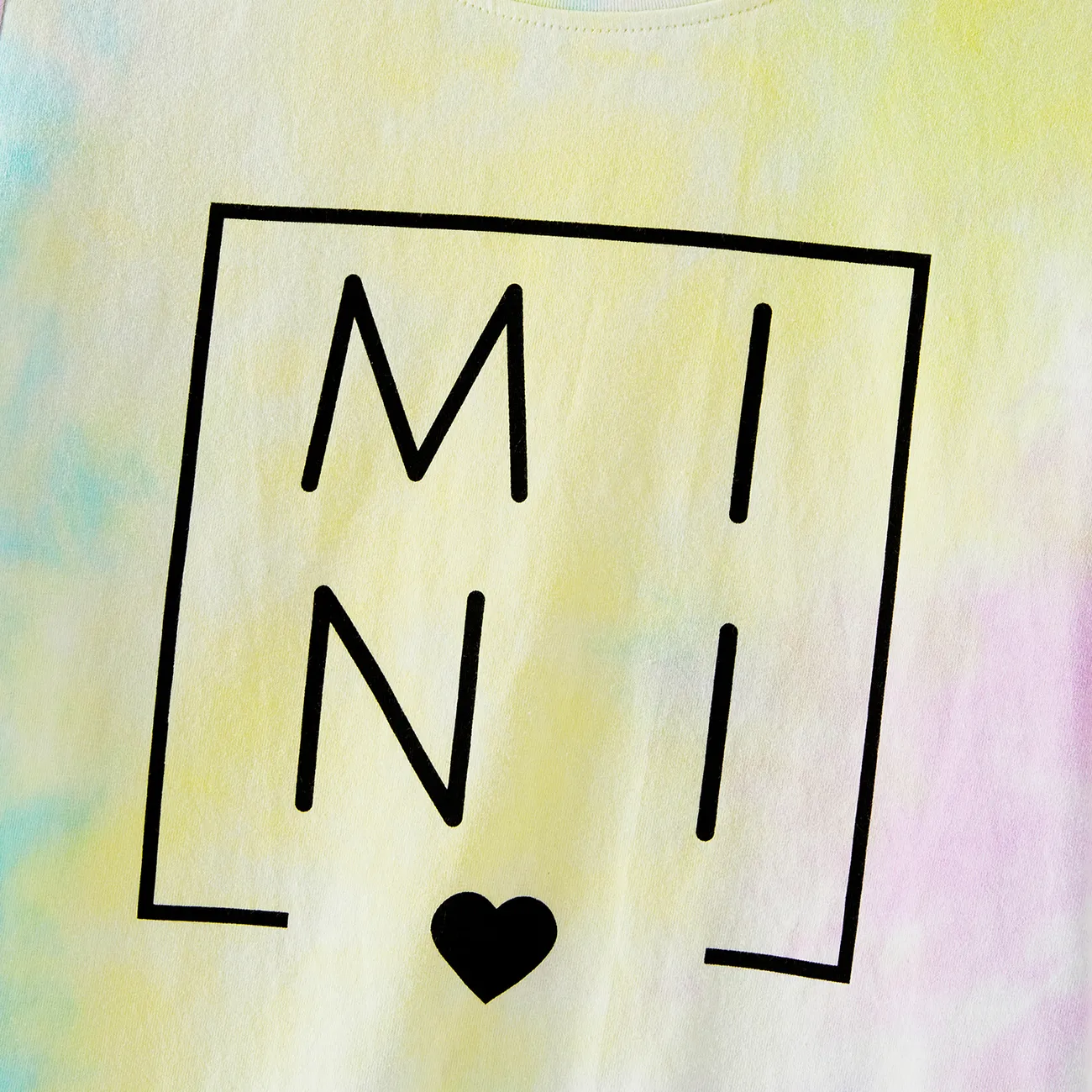 Mommy and Me 95% Cotton Letter Print Tie Dye Short-sleeve Tee Multi-color big image 1