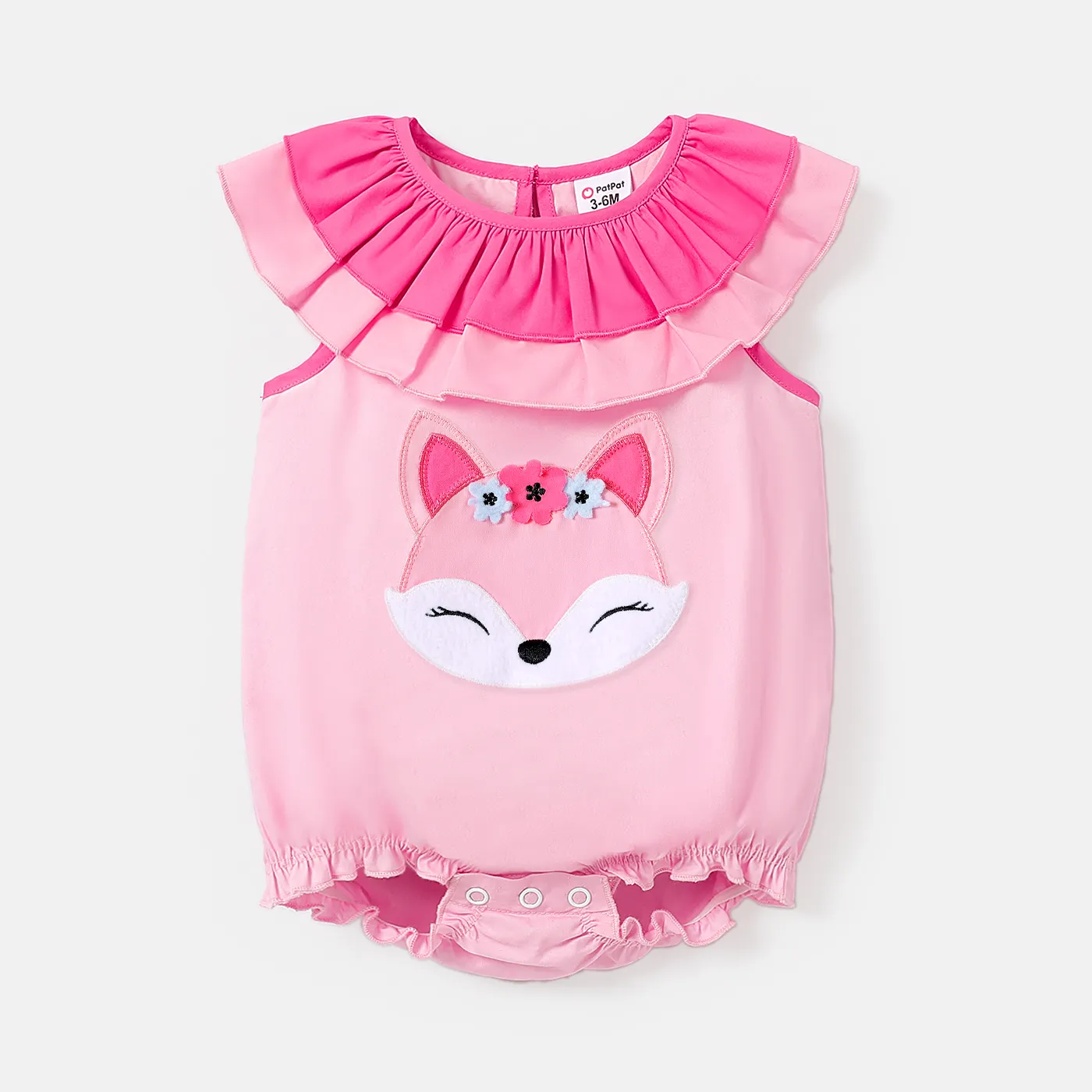 

Baby Girl Fox Embroidered Ruffled Bodysuit
