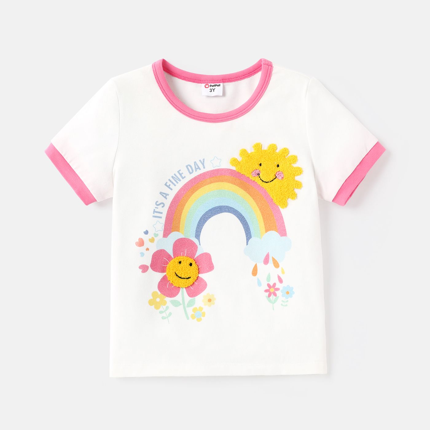 Baby Girl Floral & Rainbow Print Tee En Coton à Manches Courtes