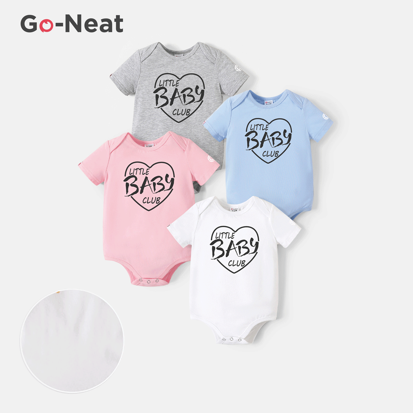 [0M-24M] Go-Neat Water Repellent and Stain Resistant Baby Boy/Girl Heart & Letter Print Short-sleeve Romper