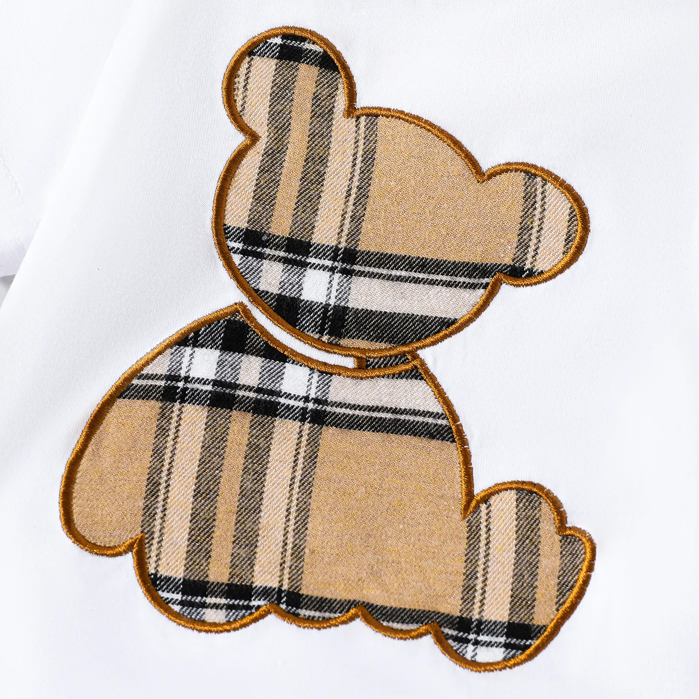 2pcs Baby Boy Plaid Bear Graphic Short-sleeve Tee & Shorts Set White image 4