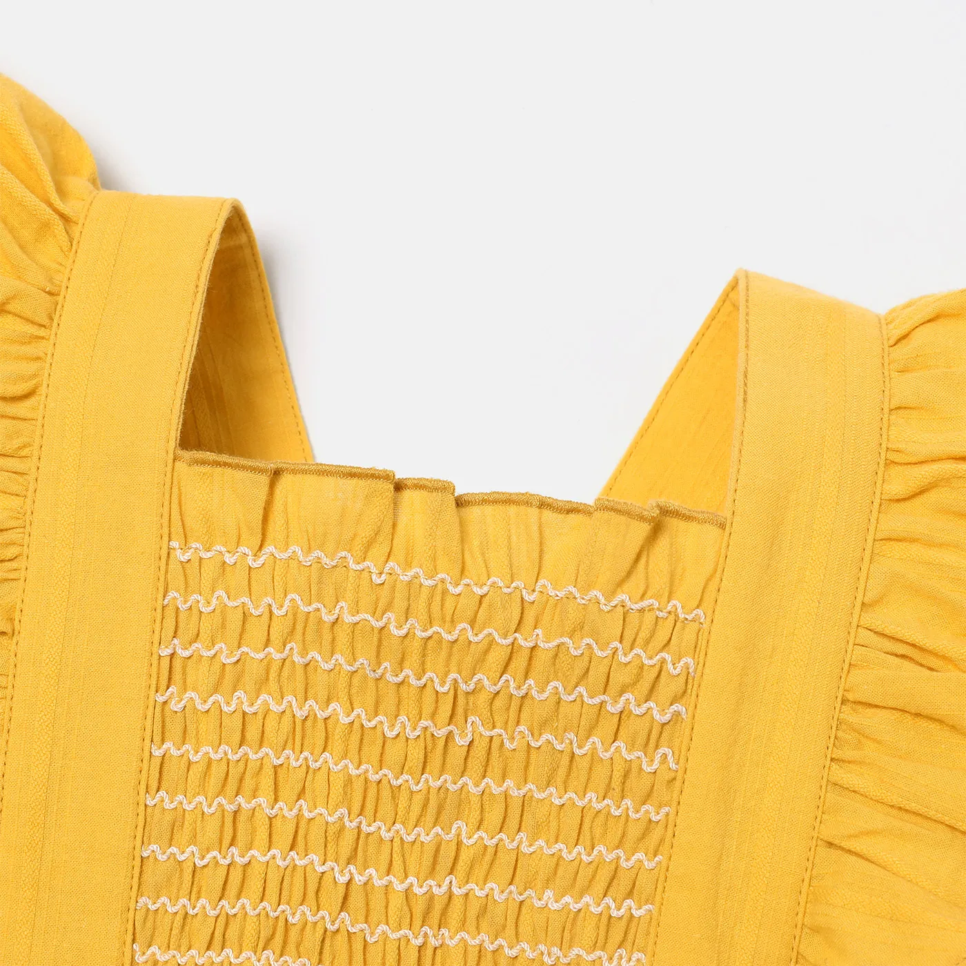 Baby Girl 100% Cotton Smocked Ruffled Bodysuit Yellow image 5
