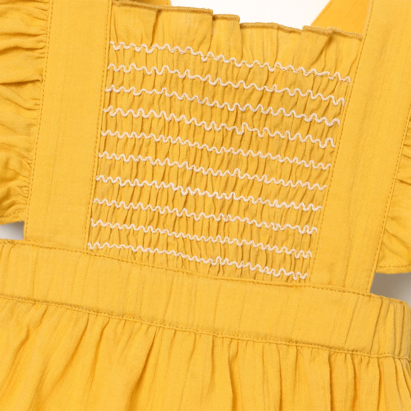 Baby Girl 100% Cotton Smocked Ruffled Bodysuit Yellow image 4