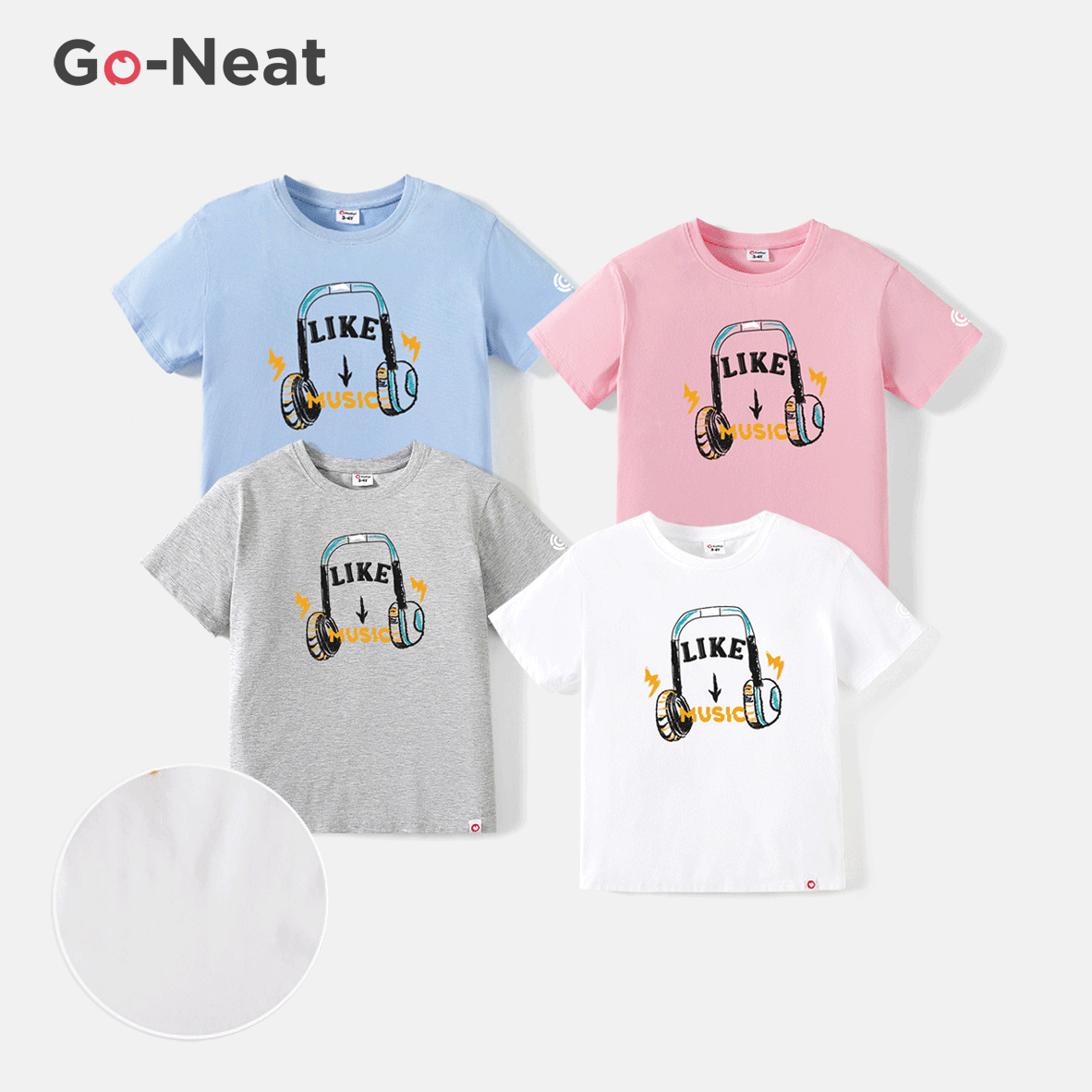 Go-Neat Water Repellent and Stain Resistant Sibling Matching Headphone & Letter Graphic Short-sleeve Tee
