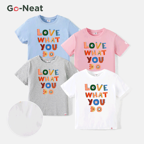 Go-Neat Water Repellent and Stain Resistant Sibling Matching Colorful Letter Print Short-sleeve Tee