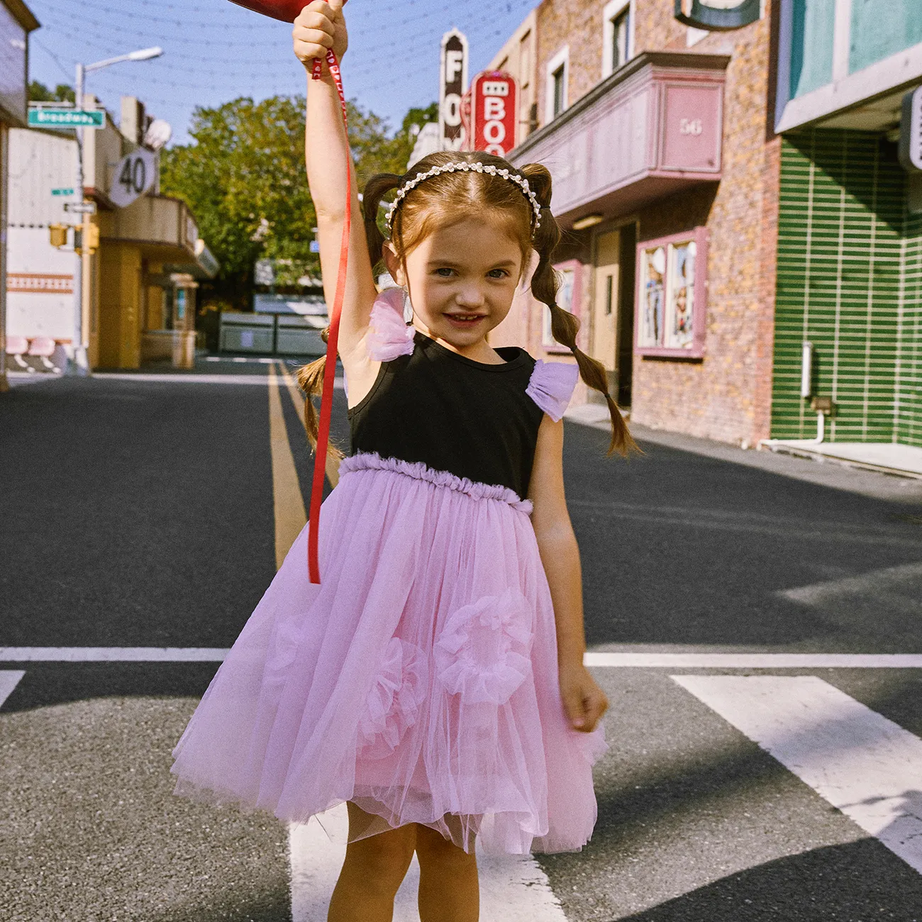 <Sweet Pink Delight> Toddler Girl Layered Mesh Combo Slip Dress / 100% algodón Smocked Dress / Mesh Combo Tank Dress negro/rosa big image 1