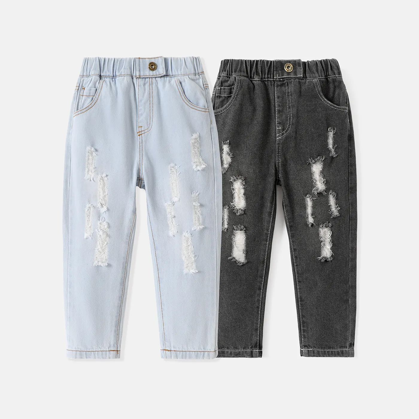 Toddler Girl/Boy Elasticized Cotton Ripped Denim Jeans  image 6