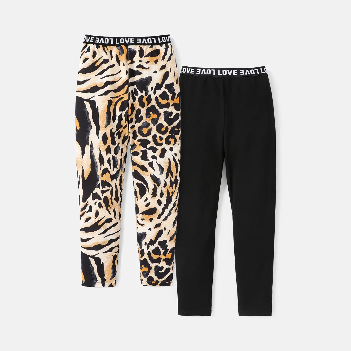 Kid Girl Letter Print Webbing Design Elasticized Leggings