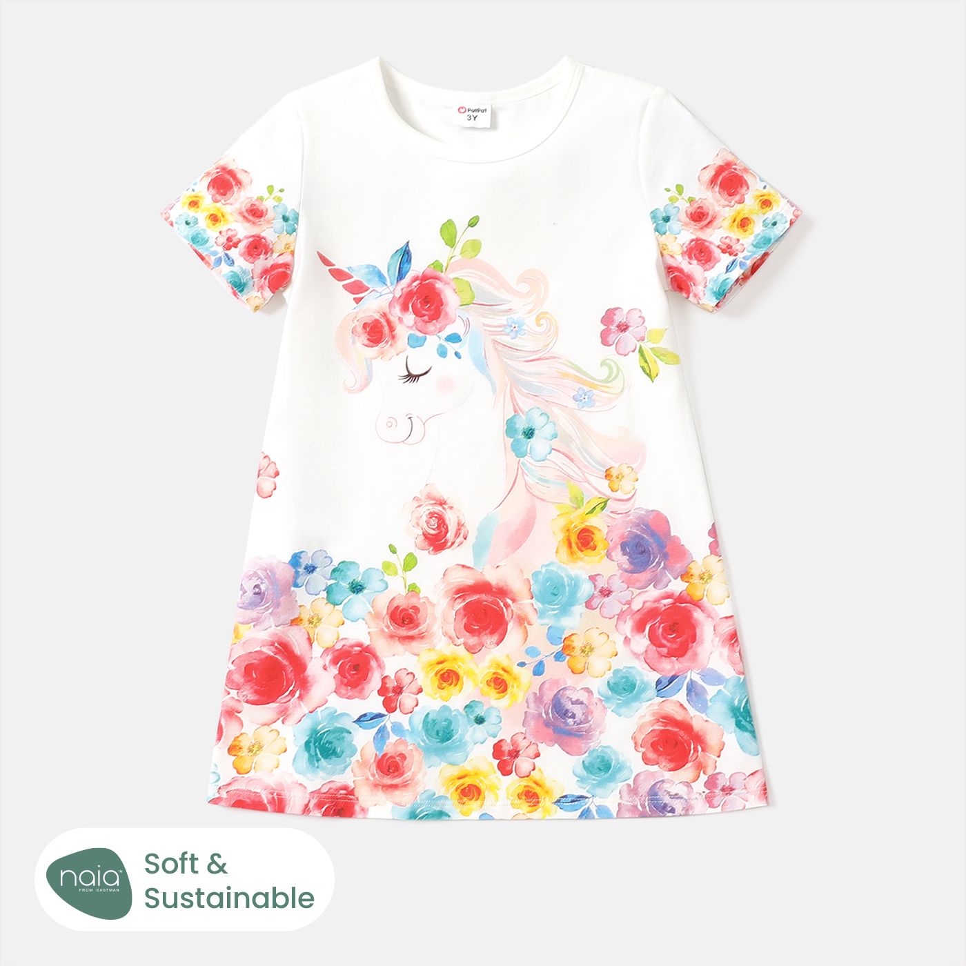 

Toddler Girl Allover Floral Print Cotton Short-sleeve Dress
