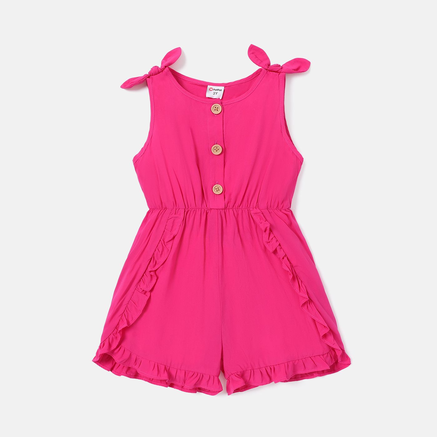 

Toddler Girl Hot Pink Ruffled Tank Romper Shorts