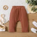 pantalone harem in vita elasticizzato a righe crêpe marrone/kaki per neonato/bambino  image 3