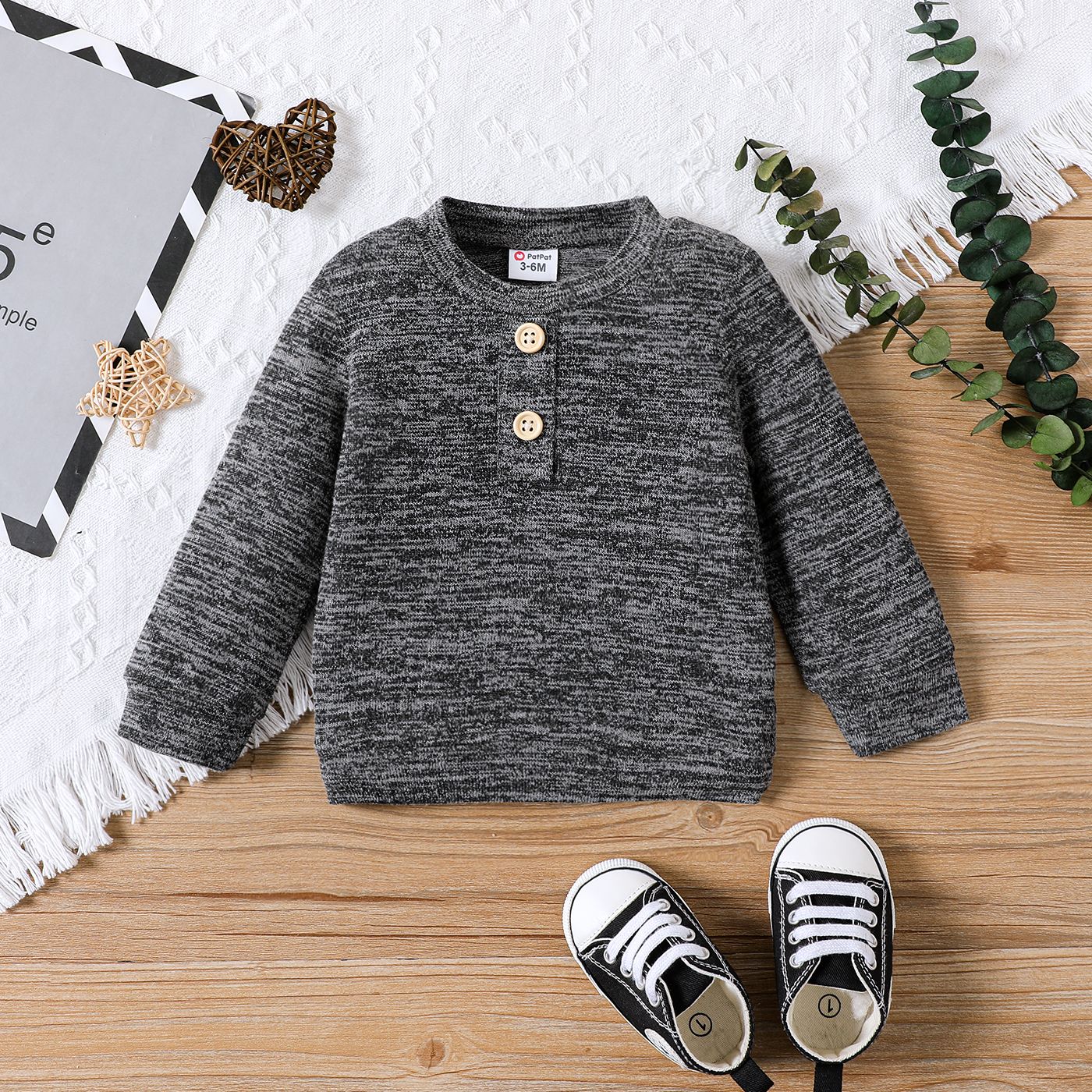

Baby Boy/Girl Long-sleeve Heathered Pullover