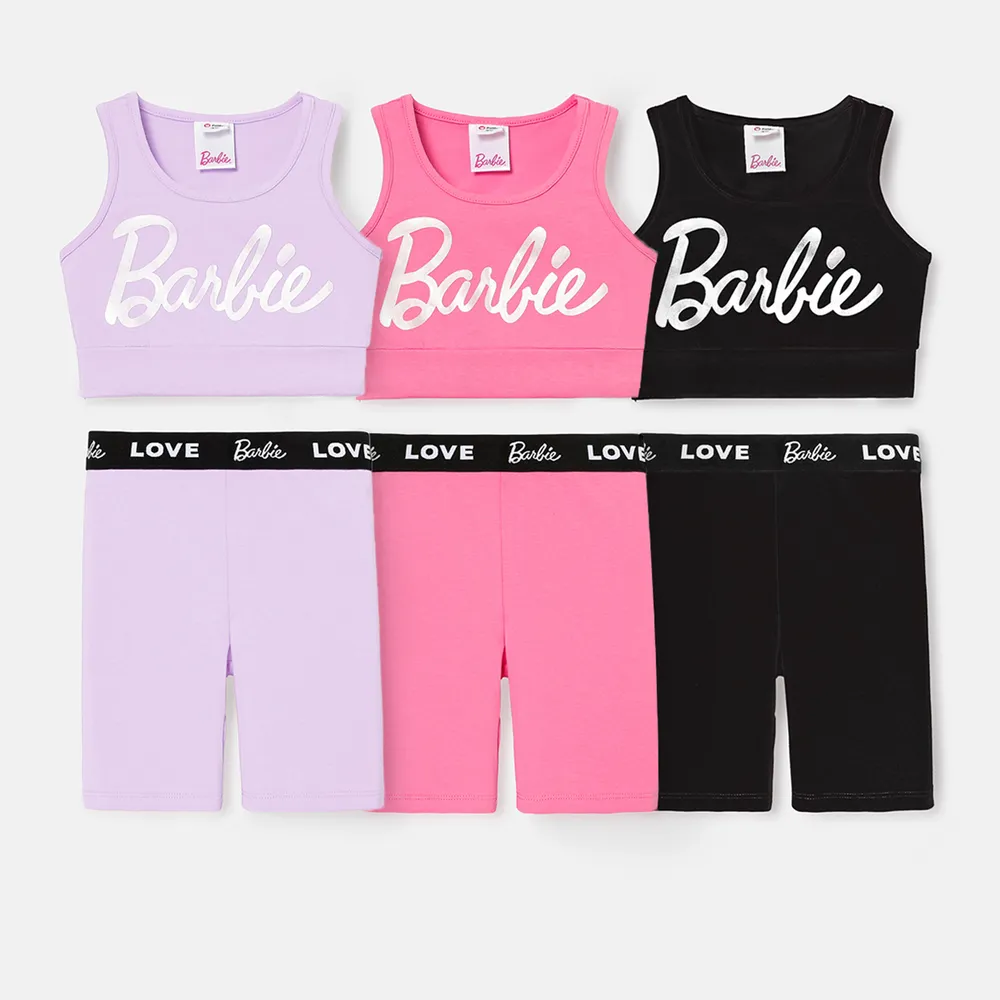 Barbie 2pcs Toddler/Kid Girl Cotton Tank Top and Shorts Set  big image 7