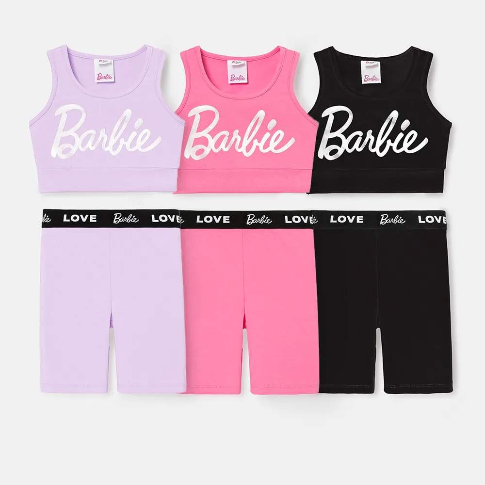 Barbie 2pcs Toddler/Kid Girl Cotton Tank Top and Shorts Set big image 7