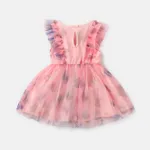 Baby Girl Butterfly Pattern Lace Trim Mesh Overlay Dress  image 2