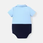 2pcs Baby Boy Letter Print Colorblock Cotton Short-sleeve Tee & Shorts Set / 1pc Polo Neck Short-sleeve Romper  image 3