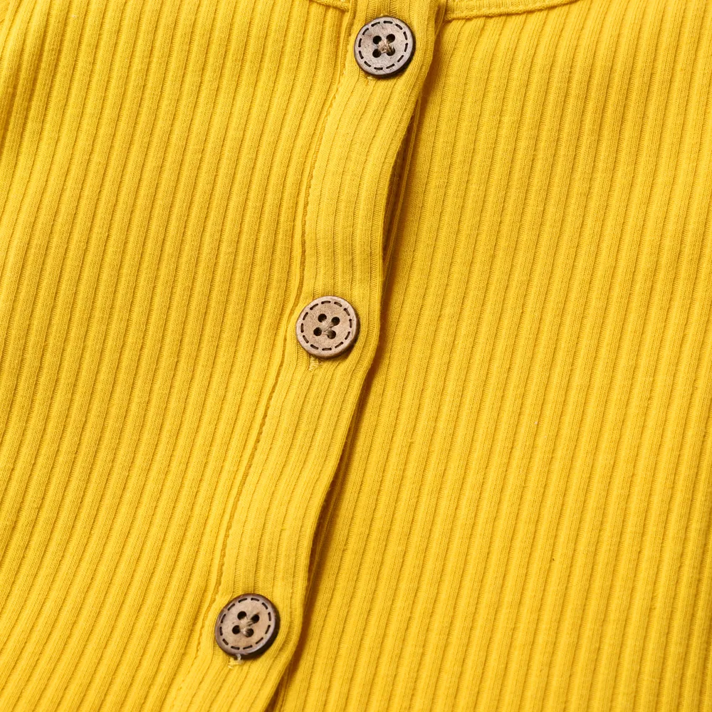 2pcs Baby Girl Allover Sunflower Print Naia™ Tank Dress and Solid Ribbed Long-sleeve Cardigan Set  big image 5