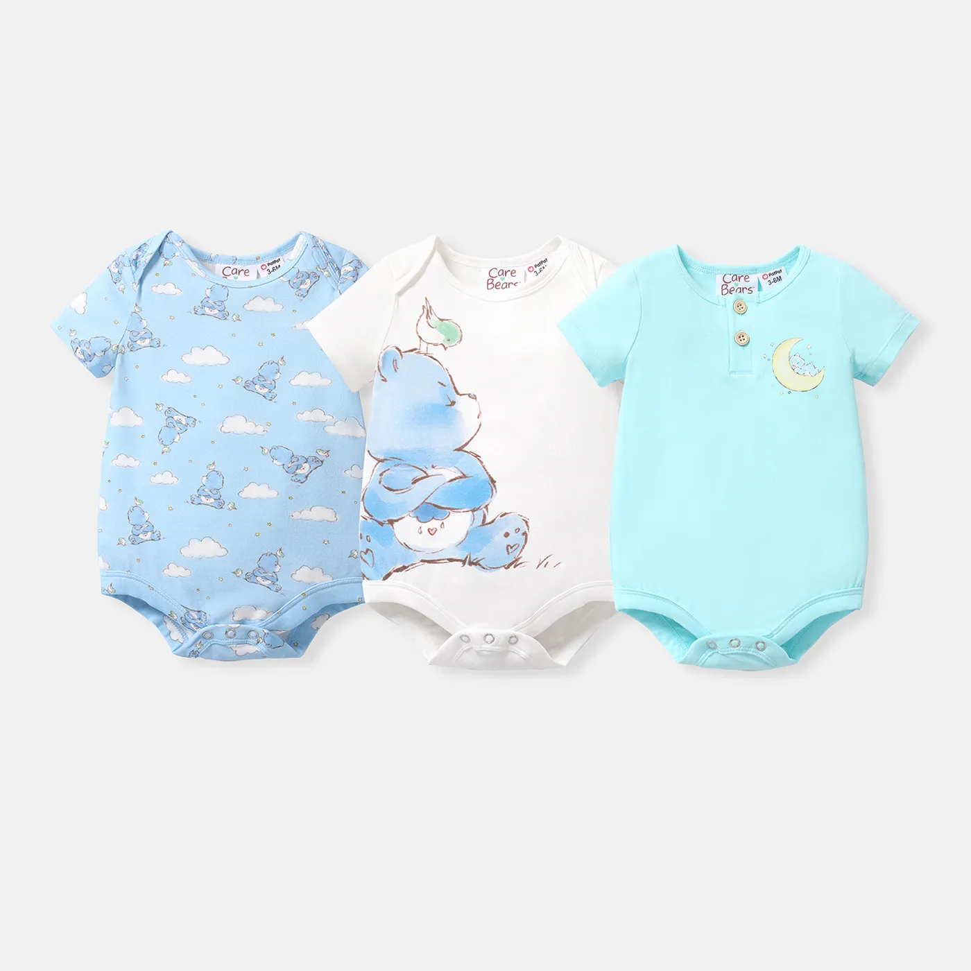 Care Bears Baby Boy/Girl Cotton Short-sleeve Graphic Romper Turquoise image 6