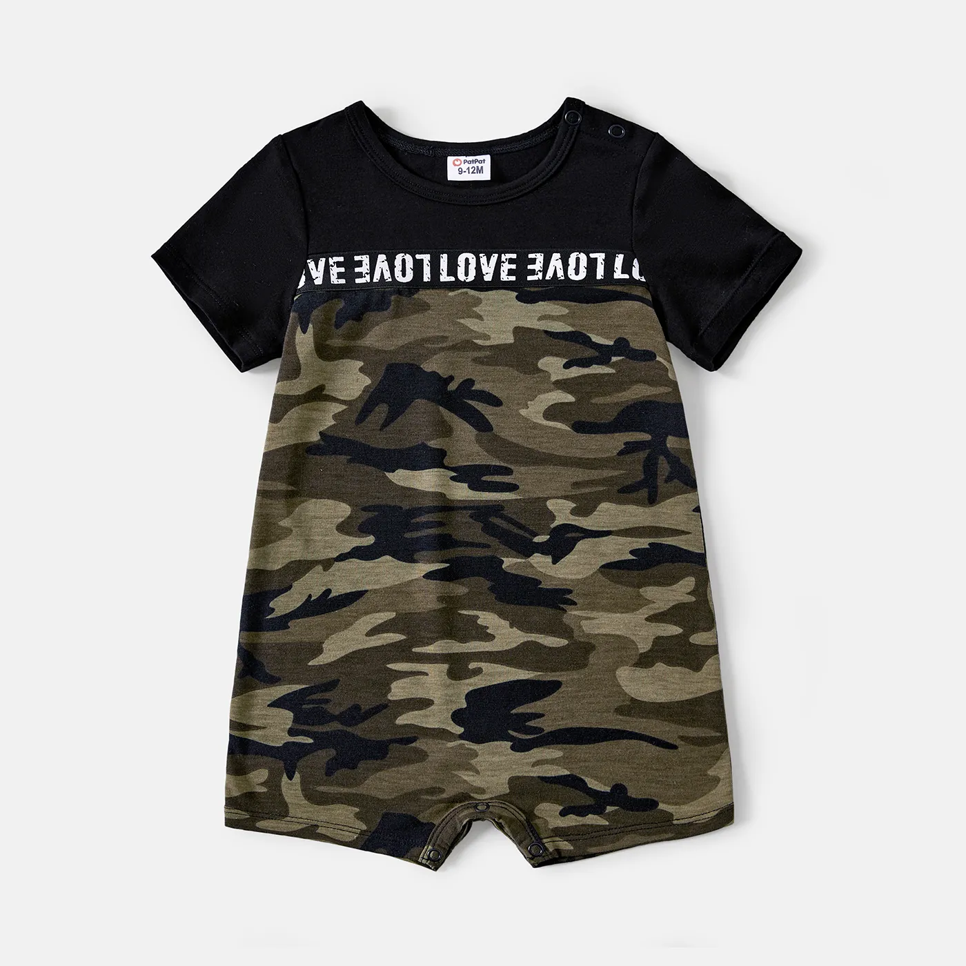 Family Matching Letter Design Camouflage Halter Neck Sleeveless Bodycon Dresses and Cotton Short-sleeve Spliced T-shirts Sets MultiColour big image 1
