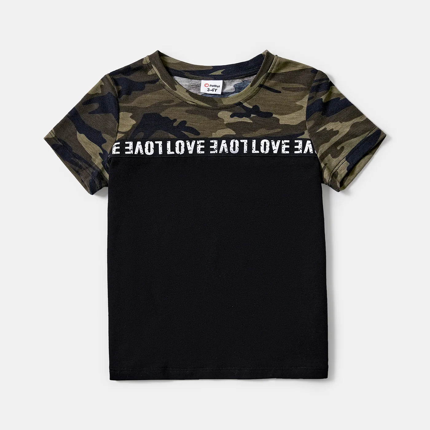 Family Matching Letter Design Camouflage Halter Neck Sleeveless Bodycon Dresses and Cotton Short-sleeve Spliced T-shirts Sets MultiColour image 6