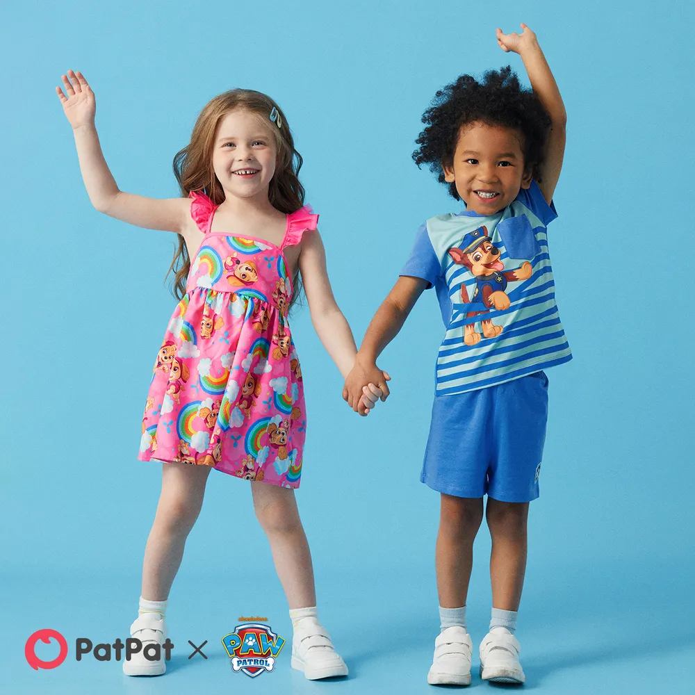PAW Patrol 2pcs Toddler Boy Naia Stripe Short-sleeve Tee and Cotton Shorts Set big image 9