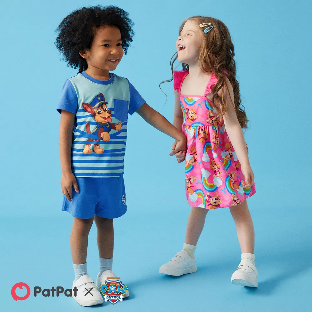 PAW Patrol 2pcs Toddler Boy Naia Stripe Short-sleeve Tee and Cotton Shorts Set big image 11