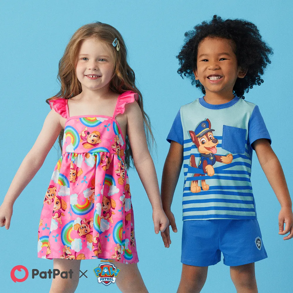 PAW Patrol 2pcs Toddler Boy Naia Stripe Short-sleeve Tee and Cotton Shorts Set big image 12