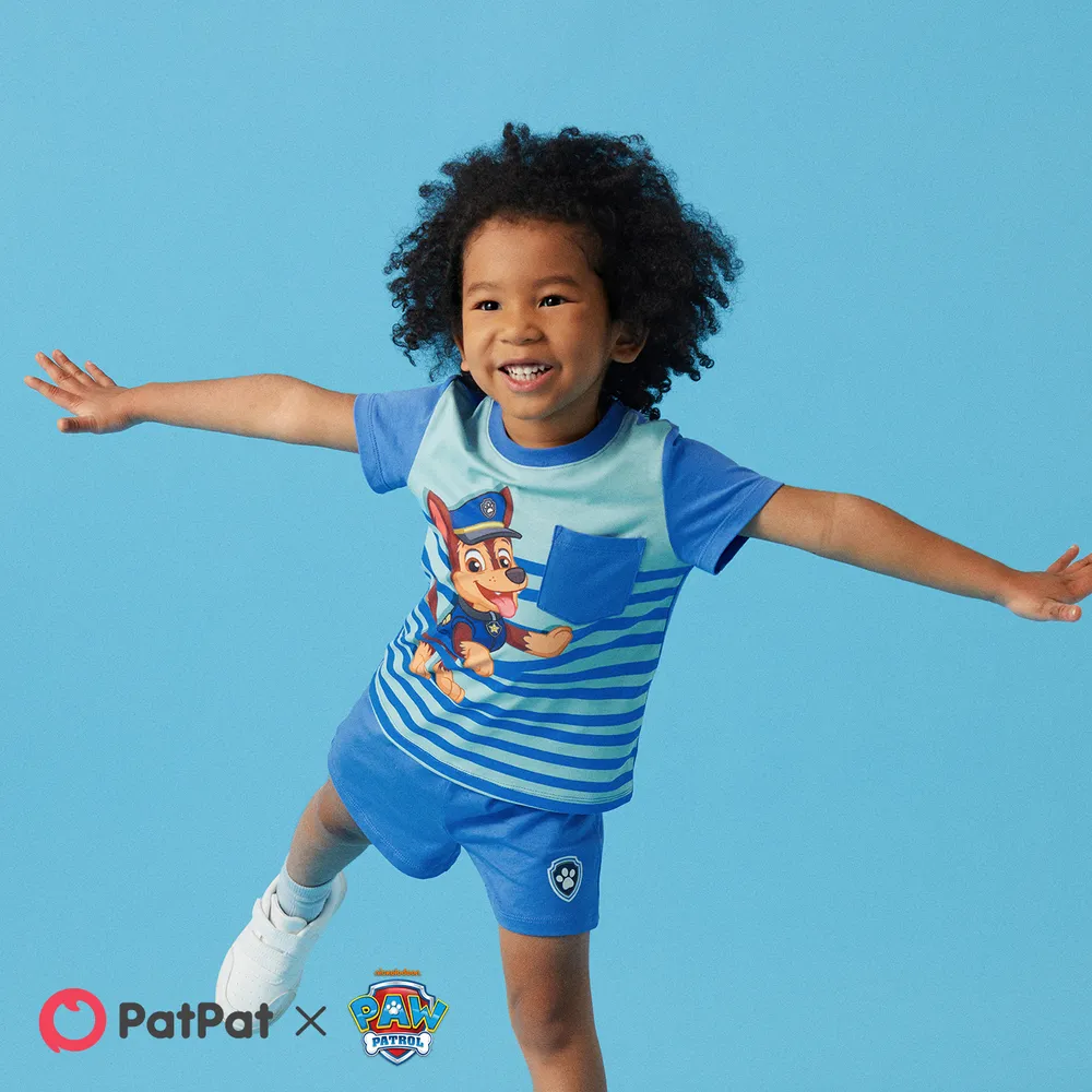PAW Patrol 2pcs Toddler Boy Naia Stripe Short-sleeve Tee and Cotton Shorts Set big image 6