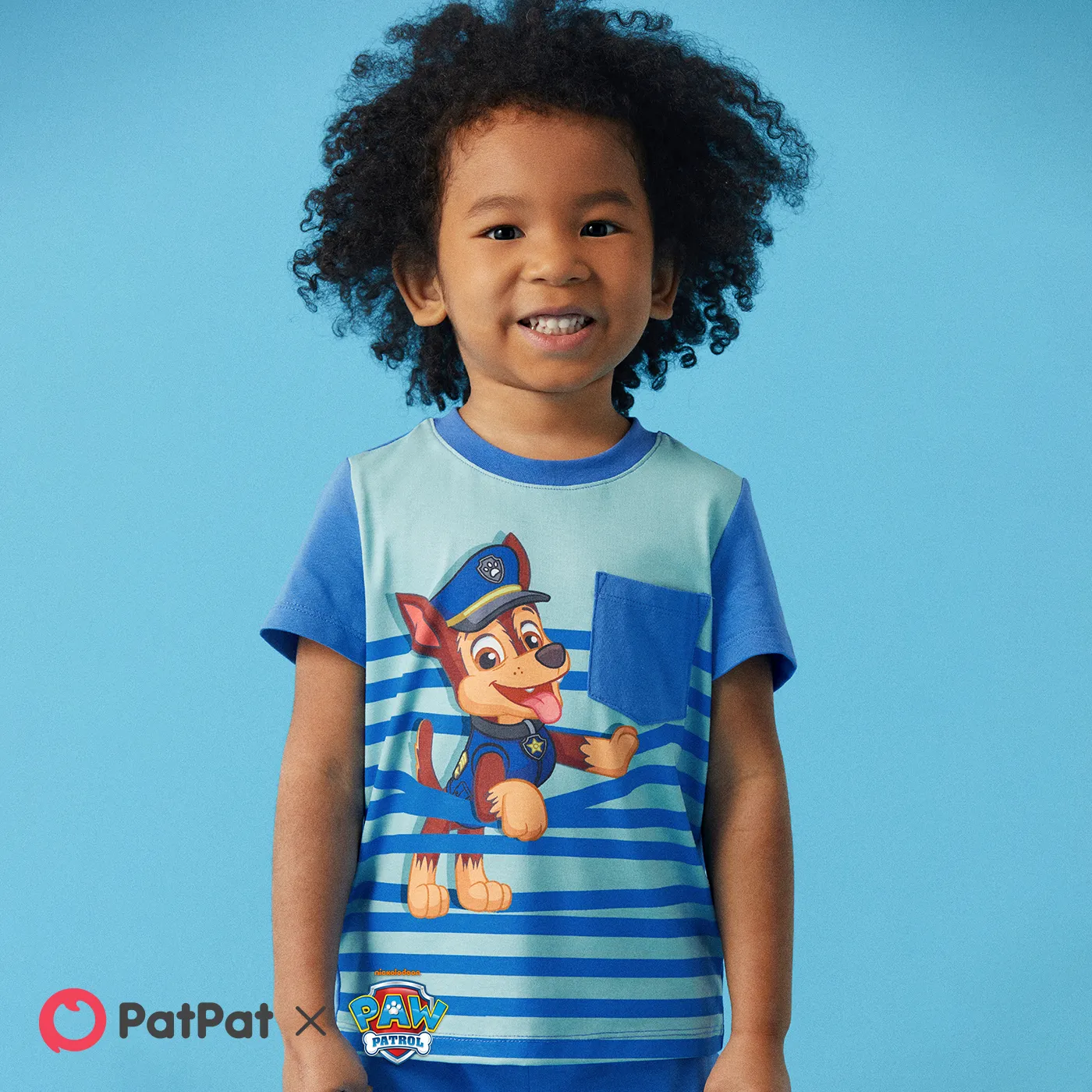 PAW Patrol 2pcs Toddler Boy Naia Stripe Short-sleeve Tee and Cotton Shorts Set  big image 7