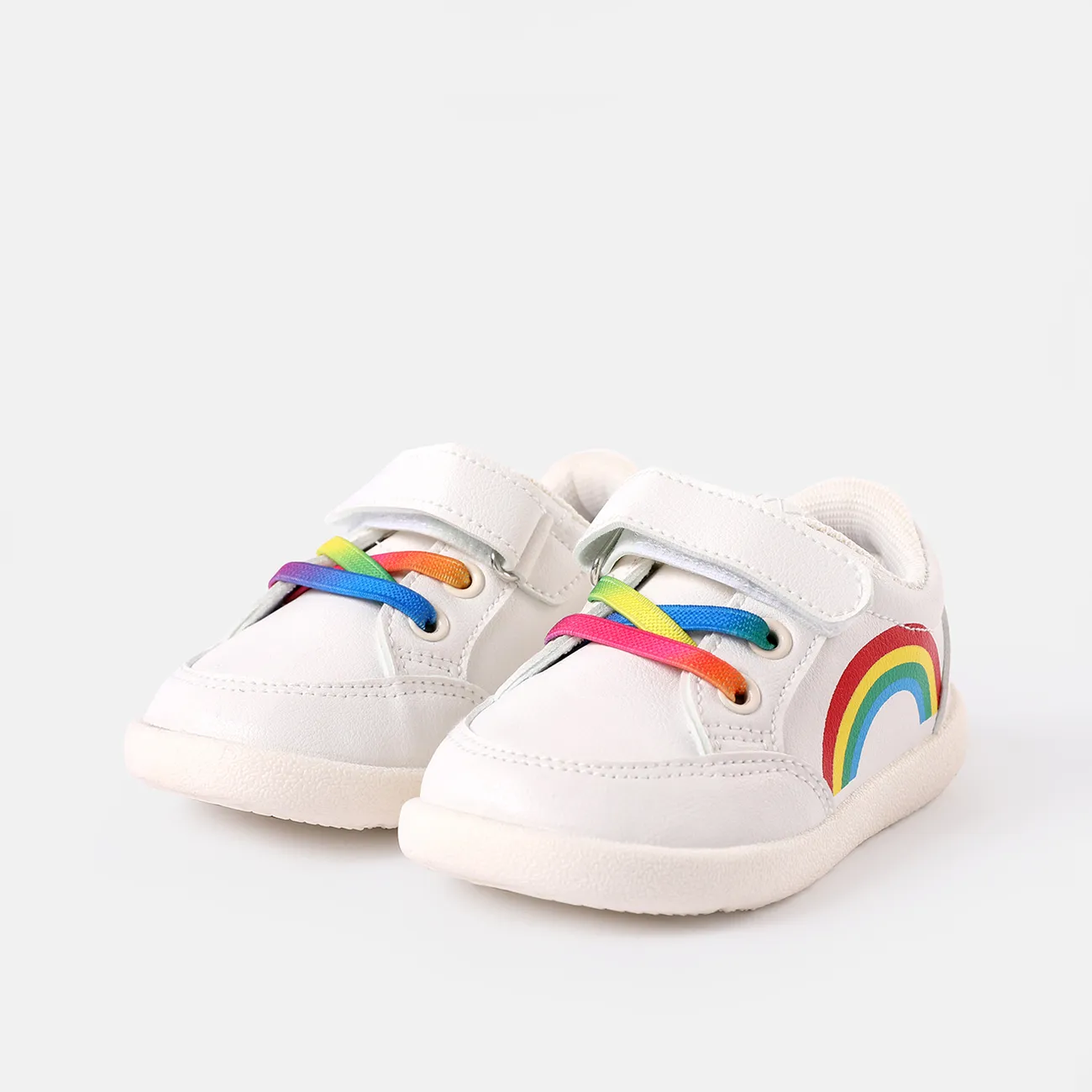 Toddler / Kid Rainbow Lightweight Sneakers (Shoelace Color Gradient is Random) White big image 1